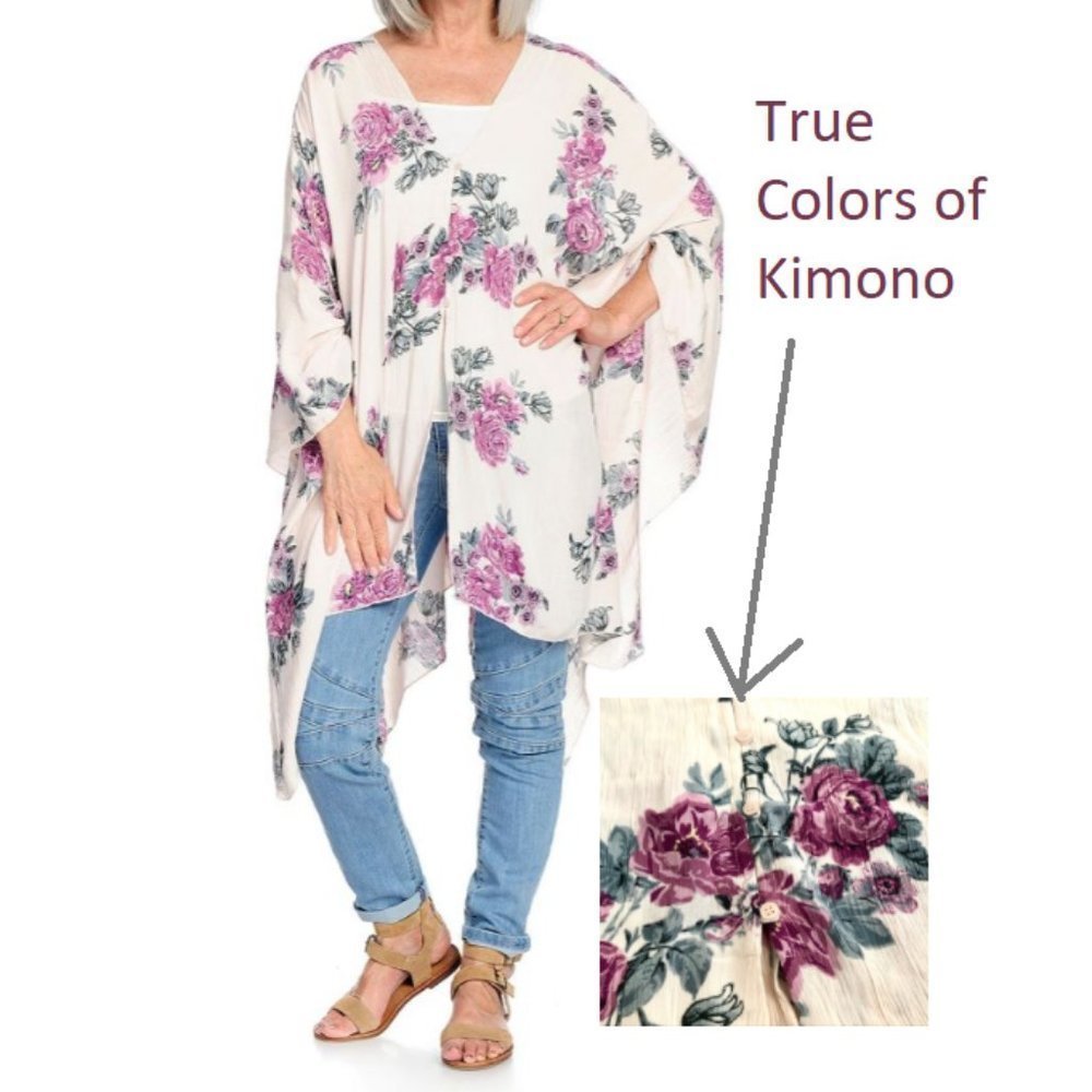 Indigo Thread Co. Floral Kimono Top w/ Front Button Sz XL Swim Coverup